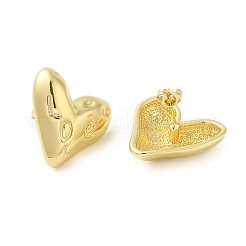 Rack Plating Brass Heart Stud Earrings&nbsp;EJEW-D073-08G