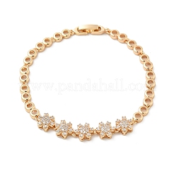 Brass Micro Pave Cubic Zirconia Link Chain Bracelets&nbsp;KK-R217-42G
