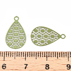 Spray Painted 430 Stainless Steel Filigree Pendants&nbsp;STAS-WH0047-78K