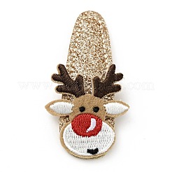 Christmas Deer Glitter Gretel Fabric with PU leather Snap Hair Clips&nbsp;PHAR-G006-05P