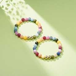 Natural & Synthetic Mixed Gemstone Round Beaded Stretch Bracelet for Women&nbsp;BJEW-JB08371