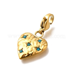 Heart 304 Stainless Steel Rhinestones Pendant Decorations&nbsp;STAS-R159-50G-01