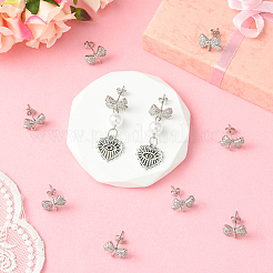 5 Pairs Rack Plating Brass & Cubic Zirconia Stud Earring Findings&nbsp;KK-SC0006-78P