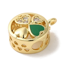 Rack Plating Brass Micro Pave Clear Cubic Zirconia with Enamel Pendant&nbsp;KK-P267-16G