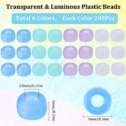 800Pcs 4 Colors Transparent & Luminous Plastic Beads&nbsp;KY-SC0001-88