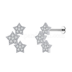 316L Surgical Stainless Steel Micro Pave Clear Cubic Zirconia Cartilage Earrings&nbsp;WGEC19D-15