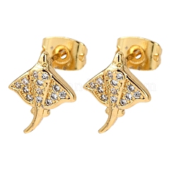Brass Micro Pave Clear Cubic Zirconia Stud Earrings&nbsp;EJEW-D328-04G-01