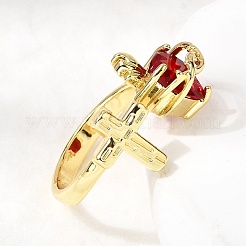 Glass Cuff Open Rings&nbsp;RJEW-P178-01E-G