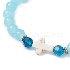 Round Spray Painted Imitation Jade Glass Beads Stretch Bracelets for Women&nbsp;BJEW-JB12881-01