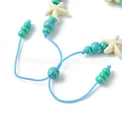 Turtle & Starfish Dyed Synthetic Turquoise Slider Bracelets&nbsp;BJEW-JB10279-01
