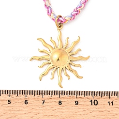 304 Stainless Steel Sun Pendant Braided Polyester Cord Necklaces for Women&nbsp;NJEW-F349-01G
