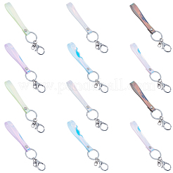 12Pcs 6 Colors PU Leather Laser Keychains&nbsp;KEYC-WR0001-07