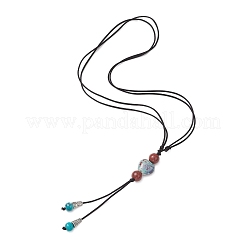 3Pcs 3 Styles Retro Glass & Porcelain & Alloy Snake Adjustable Nylon Cord Y Necklaces for Women&nbsp;NJEW-JN05360