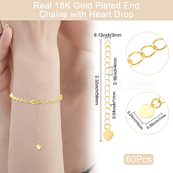 60Pcs Rack Plating Brass Curb Chain Extender&nbsp;KK-BBC0022-52G