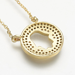 Brass Micro Pave Cubic Zirconia Pendant Necklaces&nbsp;NJEW-J051-25G