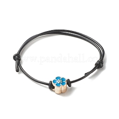 Flower Acrylic Enamel Beads Adjustable Cord Bracelet for Teen Girl Women&nbsp;BJEW-JB07047
