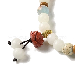 White Jade Bodhi Root Beaded Stretch Bracelet&nbsp;BJEW-B080-01