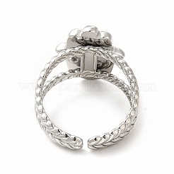 Tarnish Resistant 304 Stainless Steel Hamsa Hand Open Cuff Ring Settings&nbsp;RJEW-B027-22P
