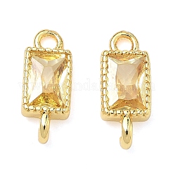 Brass Pave Cubic Zirconia Rectangle Connector Charms&nbsp;KK-P348-10G
