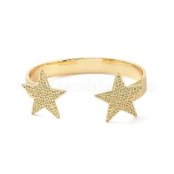 Brass Double Star Open Cuff Bangle for Women&nbsp;BJEW-P280-02G