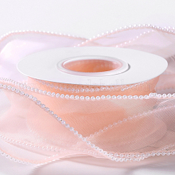4Rolls ABS Pearl Edged Mesh Ribbon for Bowknot Making&nbsp;OCOR-CY0002-44C