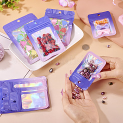 50Pcs 5 Styles Rectangle Glitter Holographic PVC Resealable Packaging Bags&nbsp;ABAG-TA0001-88