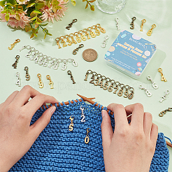 1 Set 3 Colors Alloy Number Charm Knitting Row Counter Chain with Brass Rings&nbsp;HJEW-BC0001-40