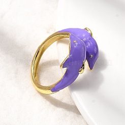 Brass Enamel Cuff Rings&nbsp;RJEW-P166-04G