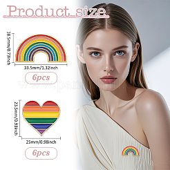 12Pcs 2 Styles Pride Month Enamel Pins&nbsp;JEWB-ME0001-32