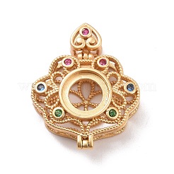 Brass Micro Pave Colorful Cubic Zirconia Locket Pendants&nbsp;KK-G390-29MG