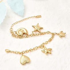 304 Stainless Steel Charm Bracelets&nbsp;BJEW-P368-07A-G