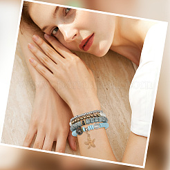 1 Set Synthetic Moonstone & Pearl Stretch Bracelets Set&nbsp;BJEW-SP0001-10