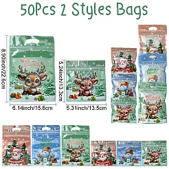 50Pcs 2 Styles Christmas Theme Plastic Resealable Bags&nbsp;ABAG-FS0001-07