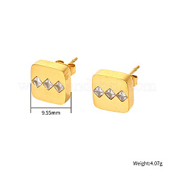 304 Stainless Steel & Clear Cubic Zirconia Stud Earrings&nbsp;WGB6216-01