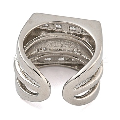 Rack Plating Brass Micro Pave Cubic Zirconia Open Cuff Rings&nbsp;RJEW-I107-02P
