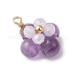 4Pcs 4 Styles Natural Amethyst & Tiger Eye & Lapis Lazuli & Carnelian Copper Wire Wrapped Pendants&nbsp;PALLOY-TA00356