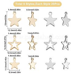 120Pcs 6 Style 304 Stainless Steel Charms&nbsp;STAS-SC0004-02