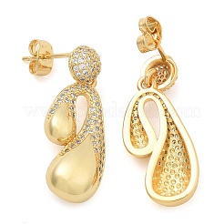 Rack Plating Brass Micro Pave Clear Cubic Zirconia Stud Earrings for Women&nbsp;EJEW-C125-21D-G