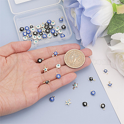 54Pcs 9 Style 304 Stainless Steel Evil Eye Enamel Charms&nbsp;STAS-CA0002-06