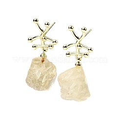 Brass Nuggets Dangle Stud Earrings&nbsp;EJEW-D345-01G