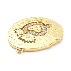 Brass Micro Pave Clear Cubic Zirconia Pendants&nbsp;ZIRC-P085-23G
