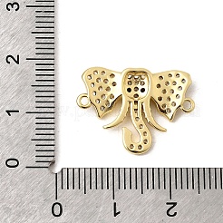 Brass Micro Pave Clear and Black Cubic Zirconia Elephant Connector Charms&nbsp;KK-A296-44B-G