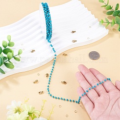 2.5M Handmade Synthetic Turquoise Beads & 316 Stainless Steel Round Link Chains&nbsp;DIY-TA0016-15A-G