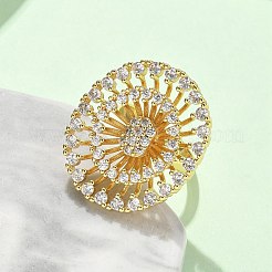 Brass Micro Pave Cubic Zirconia Adjustable Open Cuff Rings&nbsp;RJEW-V009-03G