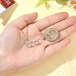 1 Pair 925 Sterling Silver Glass Flat Round Stud Earrings&nbsp;EJEW-BBC0001-89