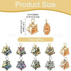 30Pcs 2 Style 5 Colors Glass Pendants&nbsp;PALLOY-YW00056