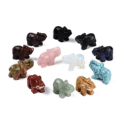 Natural & Synthetic Mixed Gemstone Elephant Figurines Set&nbsp;G-Q615-07
