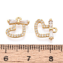 Brass Micro Pave Clear Cubic Zirconia Charms&nbsp;KK-N286-01G