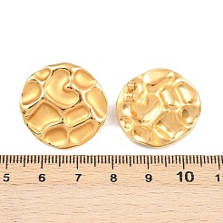 304 Stainless Steel Hammered Flat Round Stud Earrings&nbsp;EJEW-A138-04G