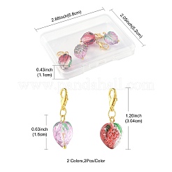4Pcs 2 Styles Handmade Lampwork Strawberry Pendant Decorations&nbsp;HJEW-FS00041-01